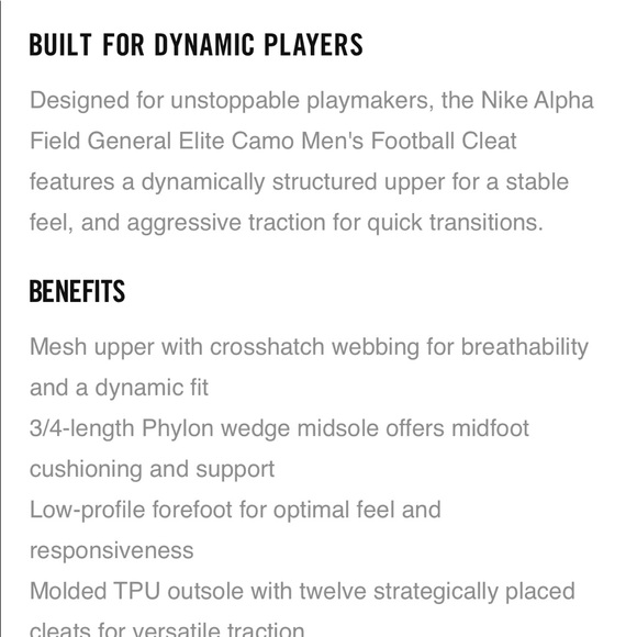 Nike Field General 3 Elite TD Football Cleats Camo - Picture 7 of 12